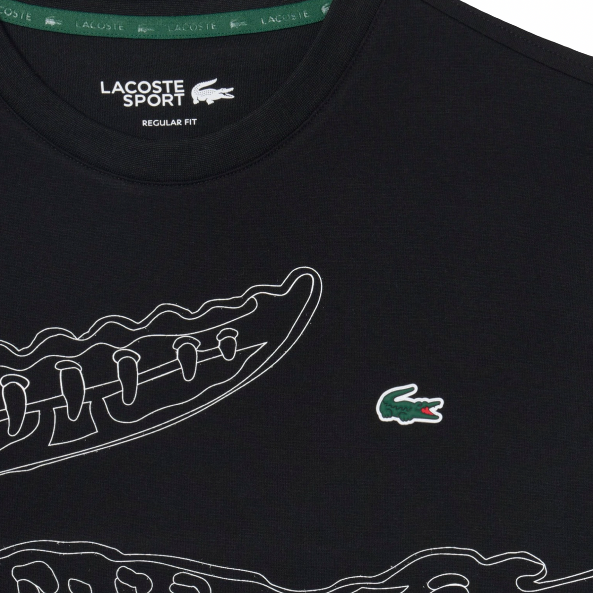 New Arrival LACOSTE BIG CROCODILE PRINTED  CREW NECK T-SHIRT Men -BLACK