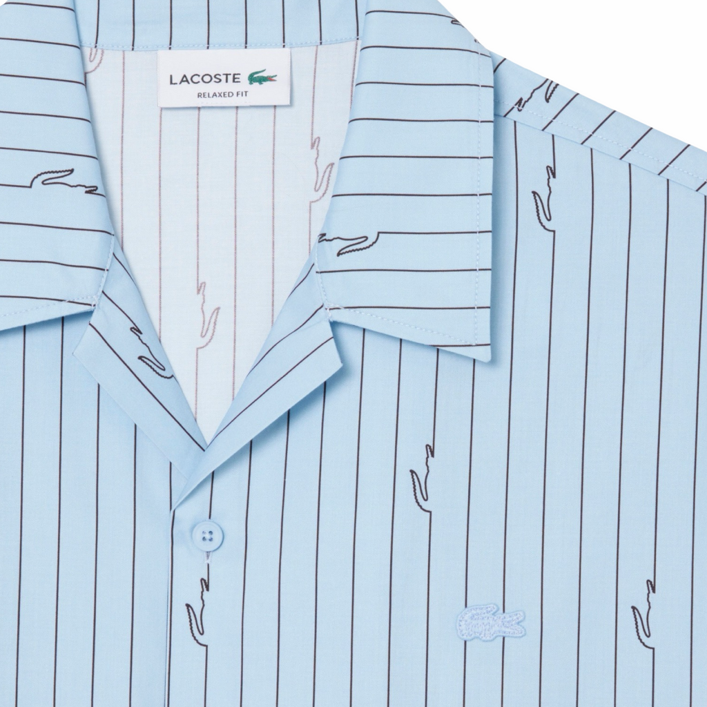 New Arrival LACOSTE - RELAXED FIT PRINT TWILL SHIRTS Men -LIGHT BLUE-4I3