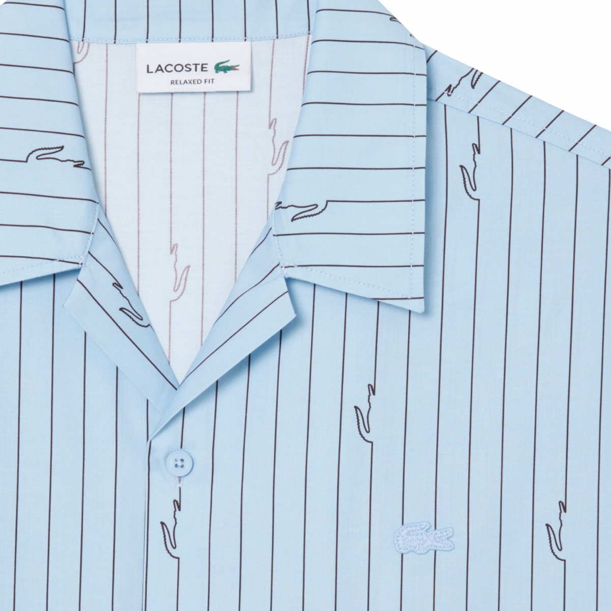 New Arrival LACOSTE - RELAXED FIT PRINT TWILL SHIRTS Men -LIGHT BLUE-4I3