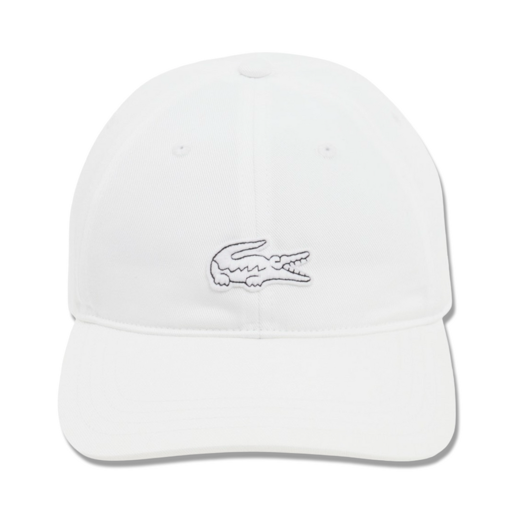 New Arrival LACOSTE CROCODILE BADGE COTTON TWILL CAP-WHITE-001