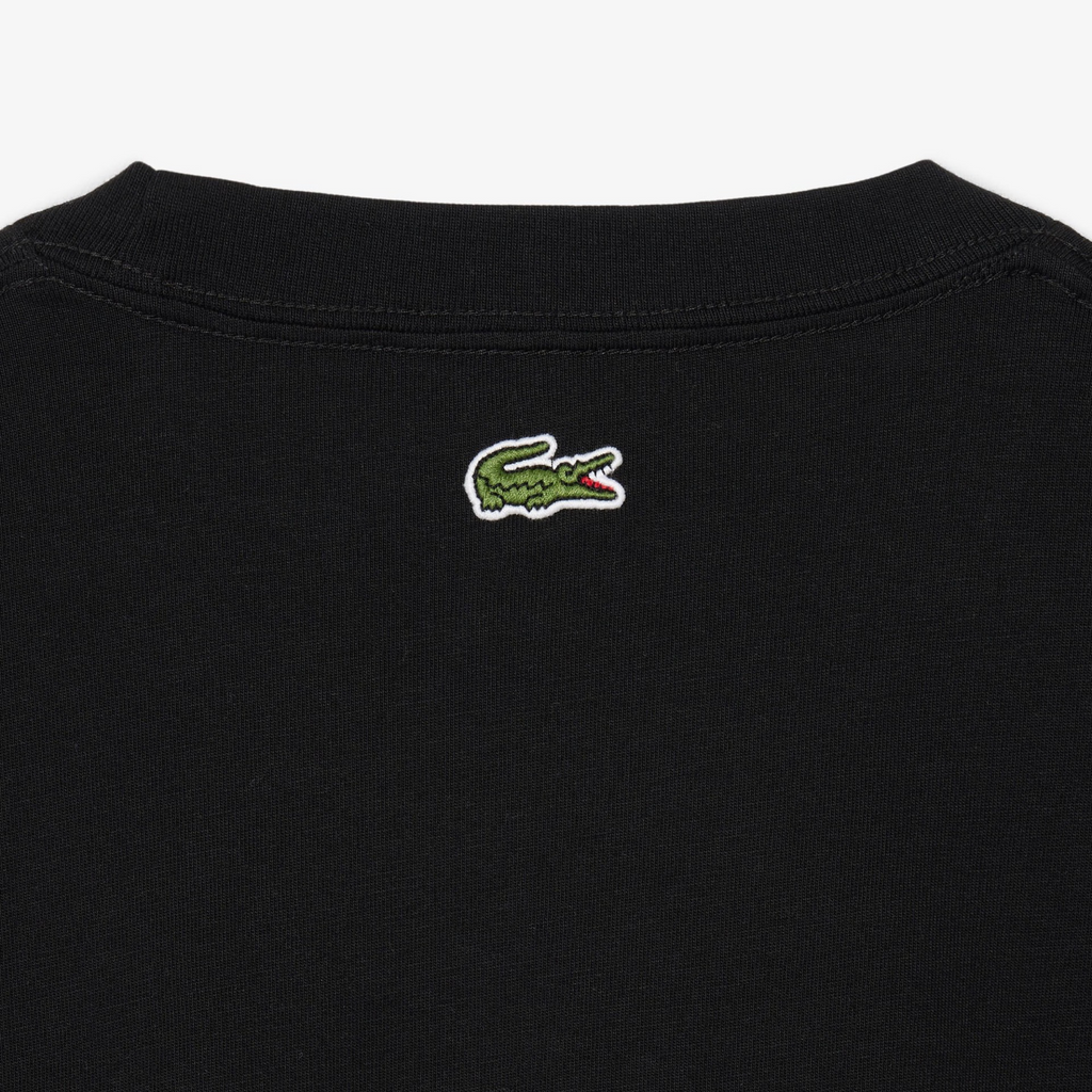 New Arrival LACOSTE PRINTED COTTON CREW NECK T-SHIRT Men -BLACK