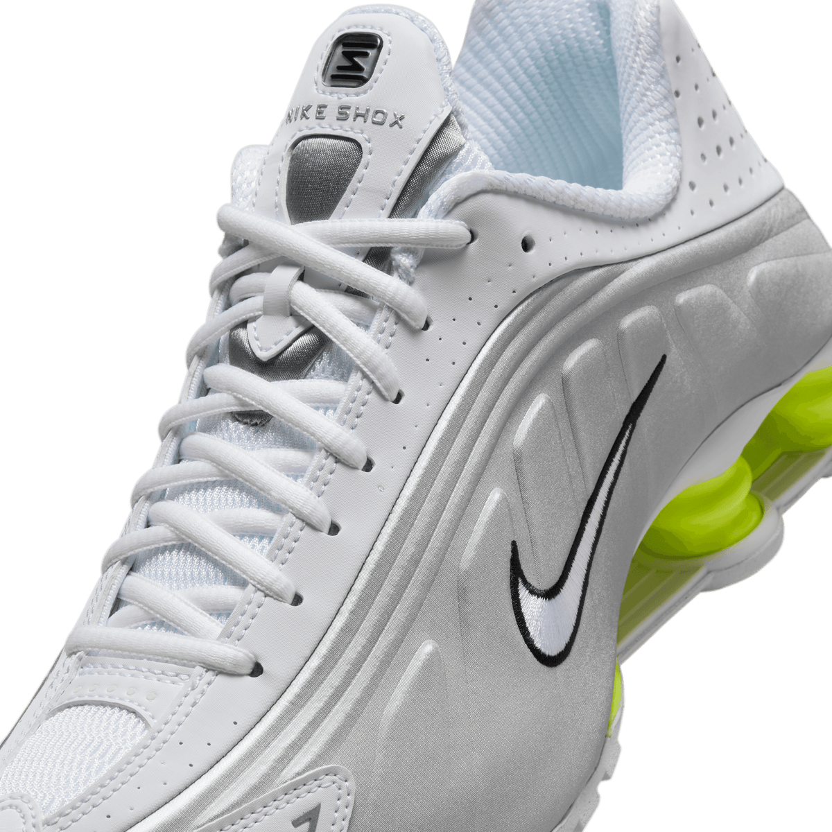 Women's Nike Shox R4 "White Metallic Silver Volt"