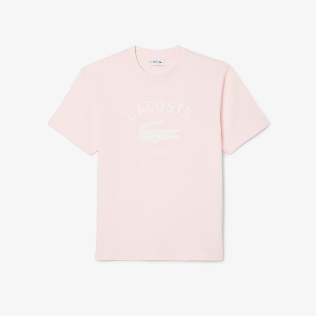 New Arrival LACOSTE SIGNATURE PRINT COTTON T-SHIRT Men -LIGH PINK