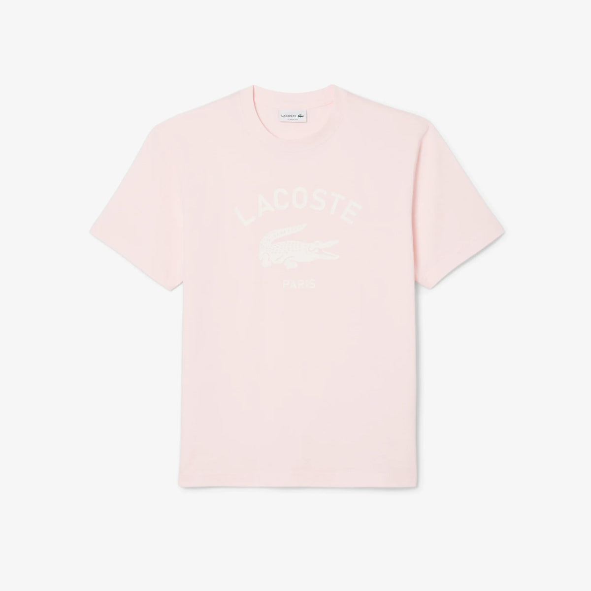 New Arrival LACOSTE SIGNATURE PRINT COTTON T-SHIRT Men -LIGH PINK