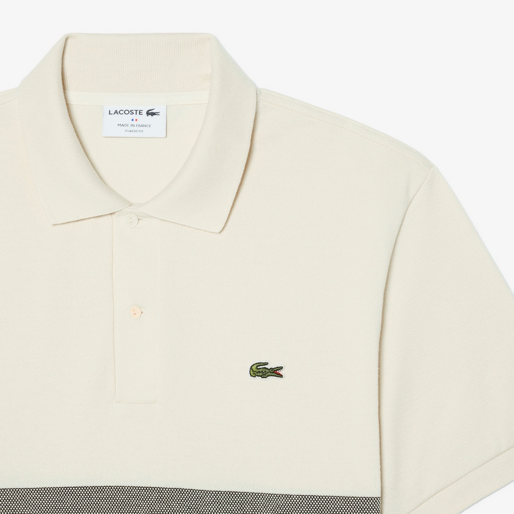 New Arrival LACOSTE - MADE IN FRANCE CLASSIC FIT STRIPED POLO SHIRT Men -BEIGE