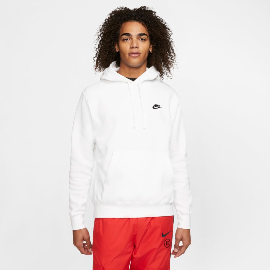 Men's Nike Sportswear Club Fleece Pullover Hoodie "White Black"