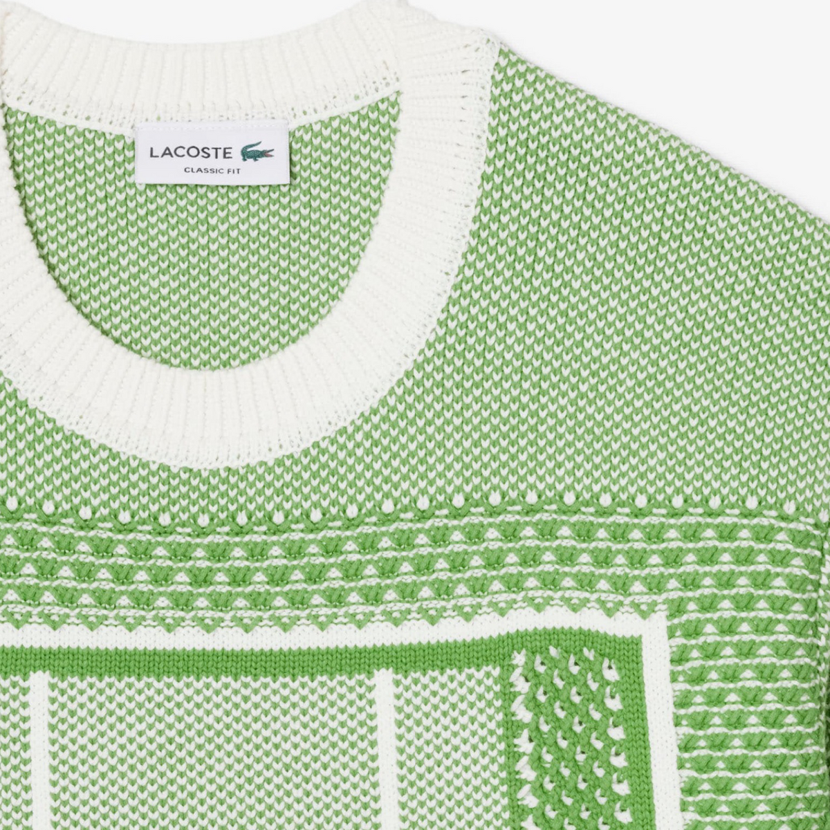 New Arrival LACOSTE TENNIS COURT GRAPHIC SWEATER -Men-GREEN -NPA/WHITE