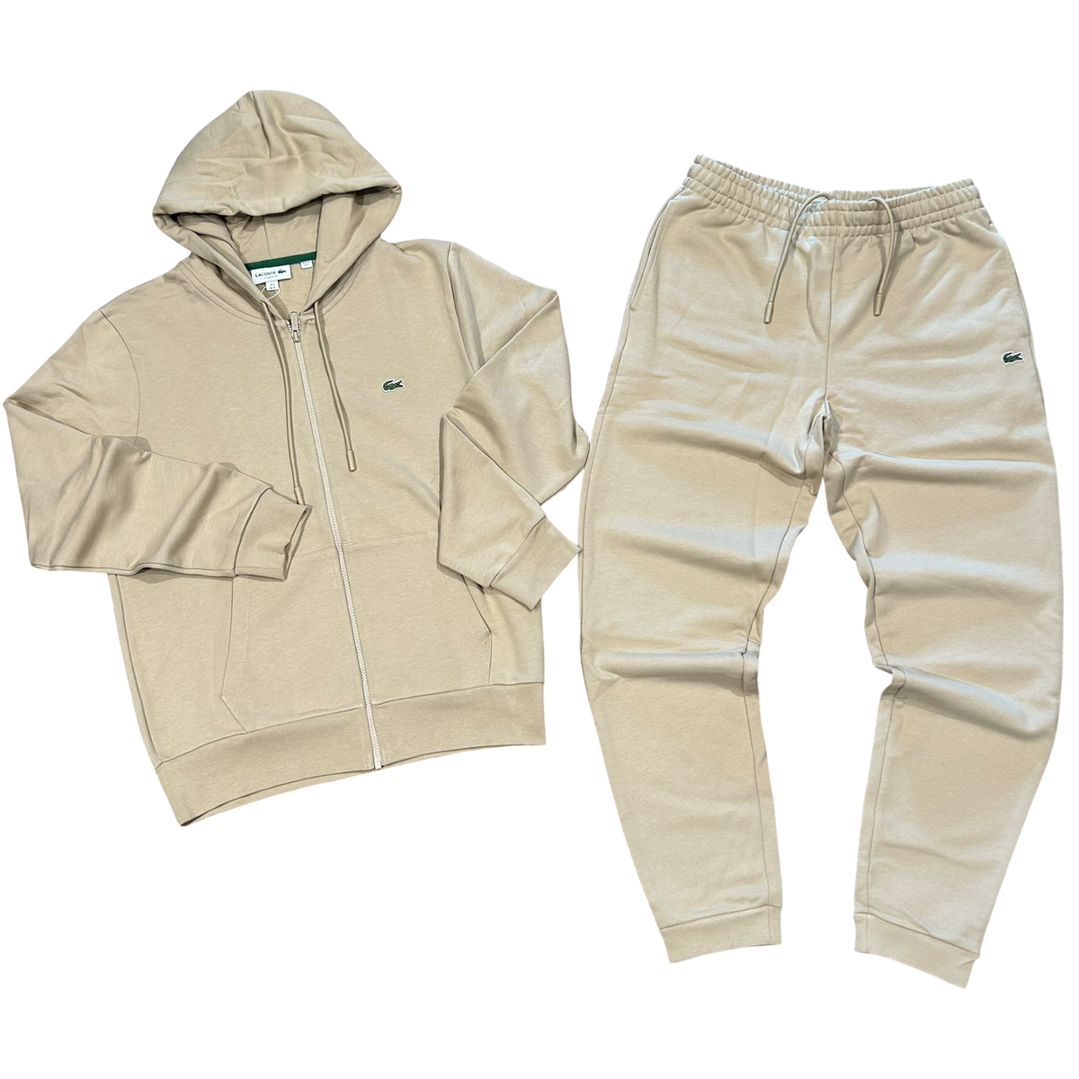 New Arrival LACOSTE FUll ZIP HOODED CLASSIC SWEATSUIT Men -BEIGE-02S