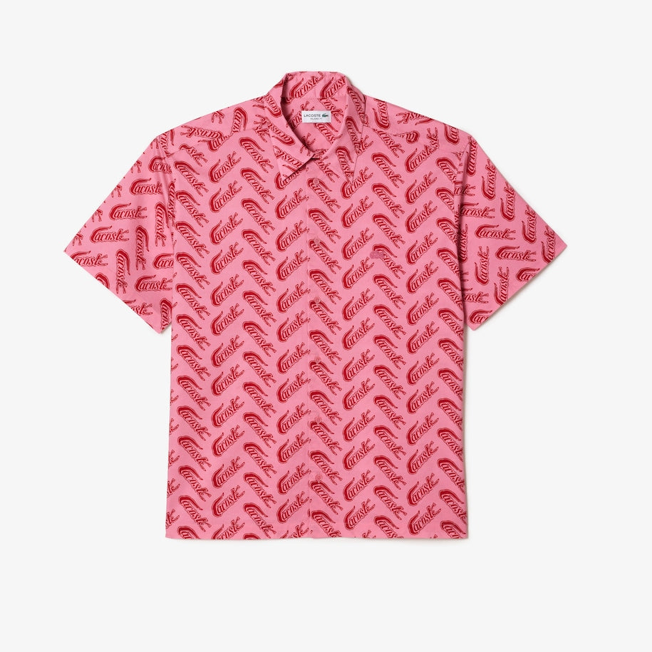 New Arrival LACOSTE - RELAXED FIT SHORT SLEEVE  VINTAGE PRINT SHIRTS Men -RED/WHITE-042