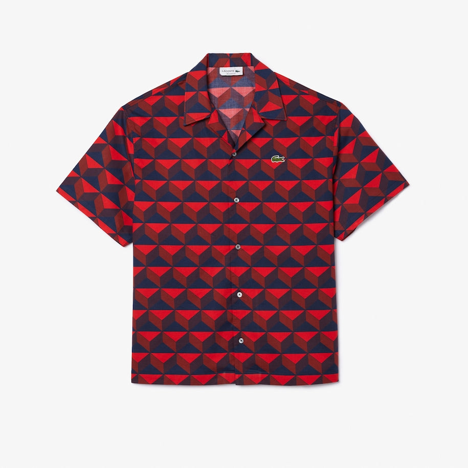 New Arrival LACOSTE - RELAXED FIT SHORT SLEEVE PATTERNED  SHIRTS Men -BLUE-BORDEAUX-IKL