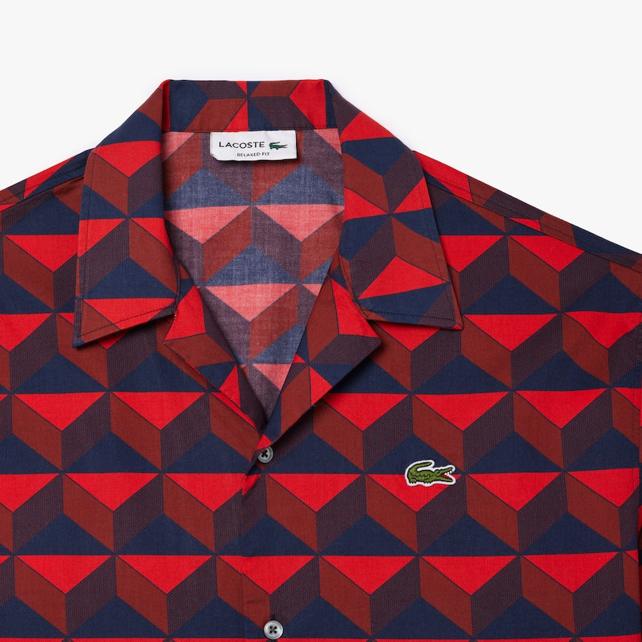 New Arrival LACOSTE - RELAXED FIT SHORT SLEEVE PATTERNED  SHIRTS Men -BLUE-BORDEAUX-IKL
