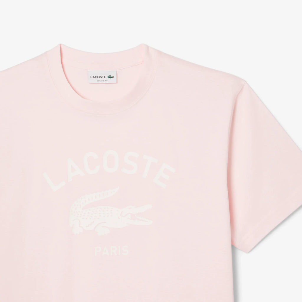 New Arrival LACOSTE SIGNATURE PRINT COTTON T-SHIRT Men -LIGH PINK