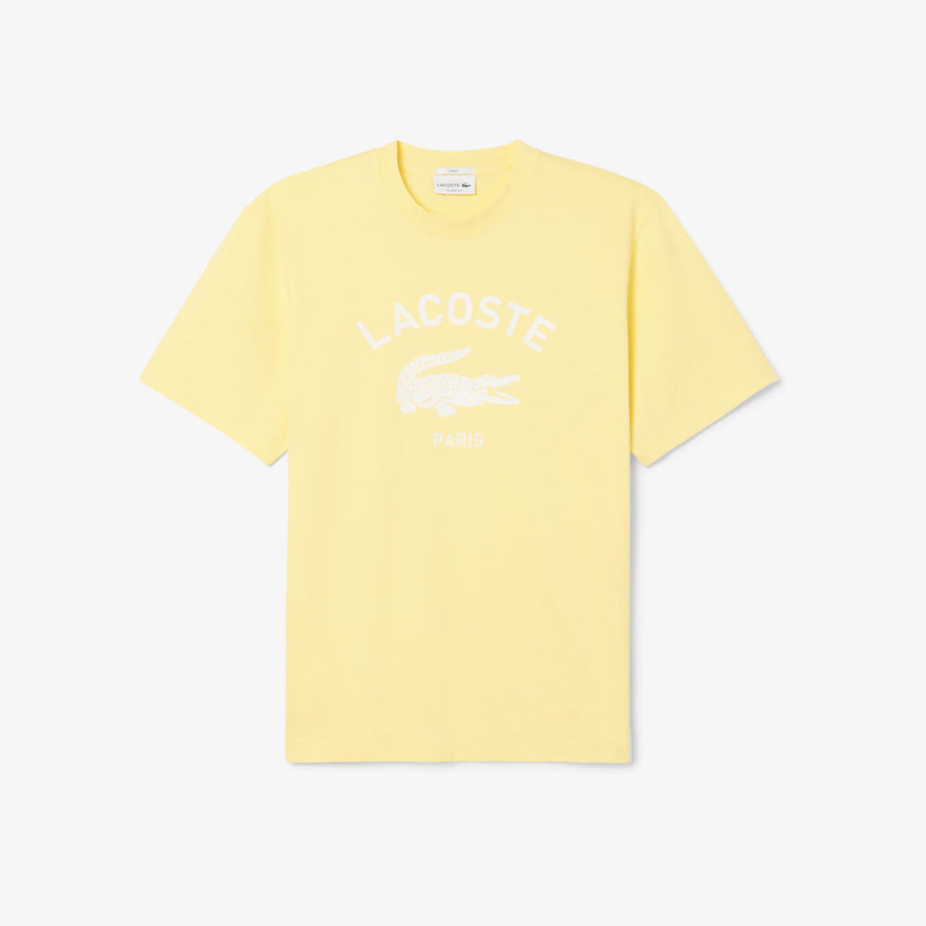 New Arrival LACOSTE SIGNATURE PRINT COTTON T-SHIRT Men -YELLOW-107