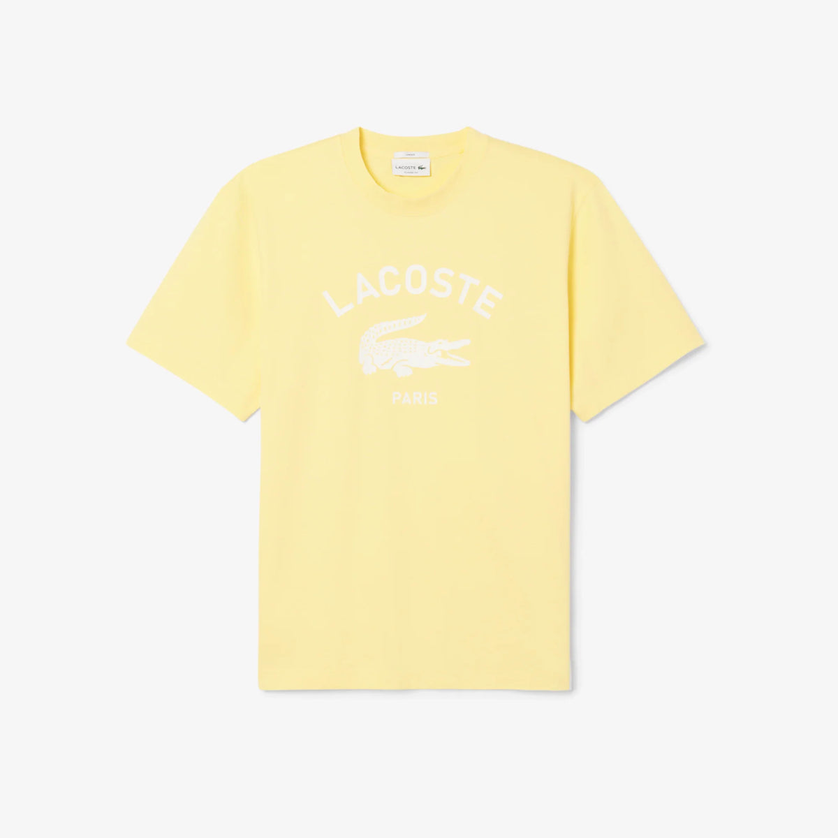 New Arrival LACOSTE SIGNATURE PRINT COTTON T-SHIRT Men -YELLOW-107