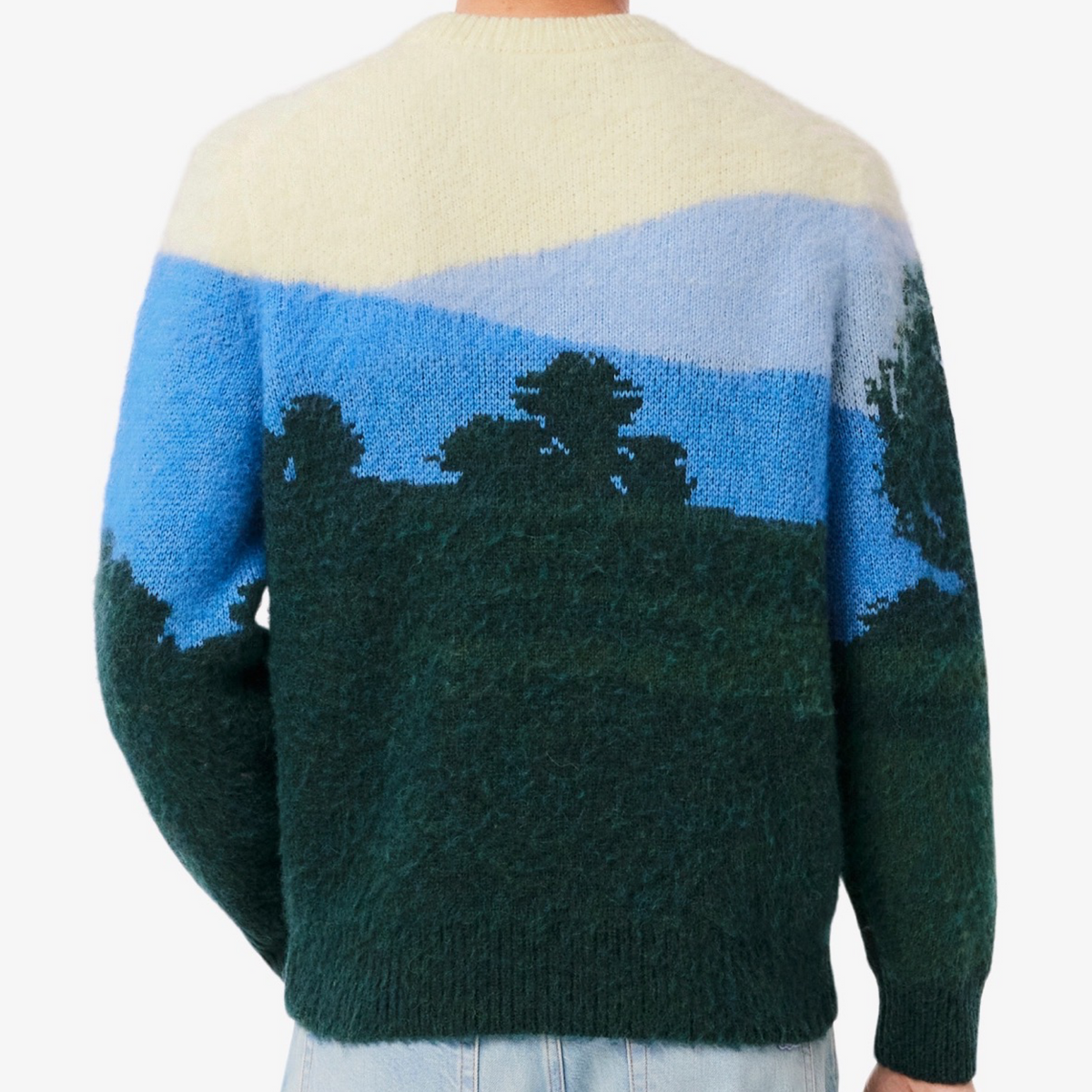 New Arrival LACOSTE CLASSIC FIT LANDSCAPE ALPACA WOOL  SWEATER -Men-GREEN/ BLUE