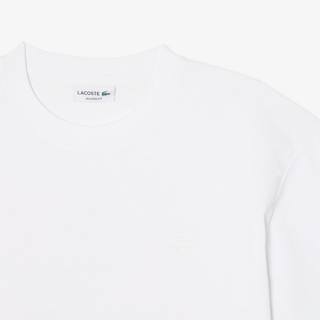 New Arrival LACOSTE PRINTED COTTON CREW NECK T-SHIRT Men -WHITE