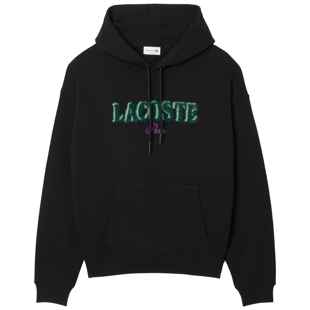 New Arrival LACOSTE LOOSE FIT PARIS HOODIE FLEECE -Men -BLACK-031