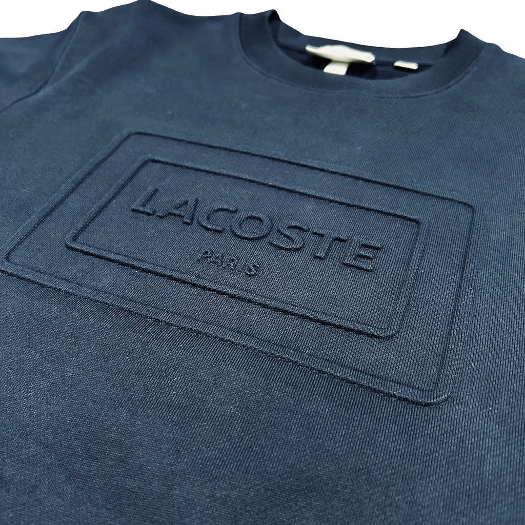 New Arrival LACOSTE EMBOSSED FLEECE SWEATSHIRT CREWNECK SWEATSUIT -Men / NAVY BLUE