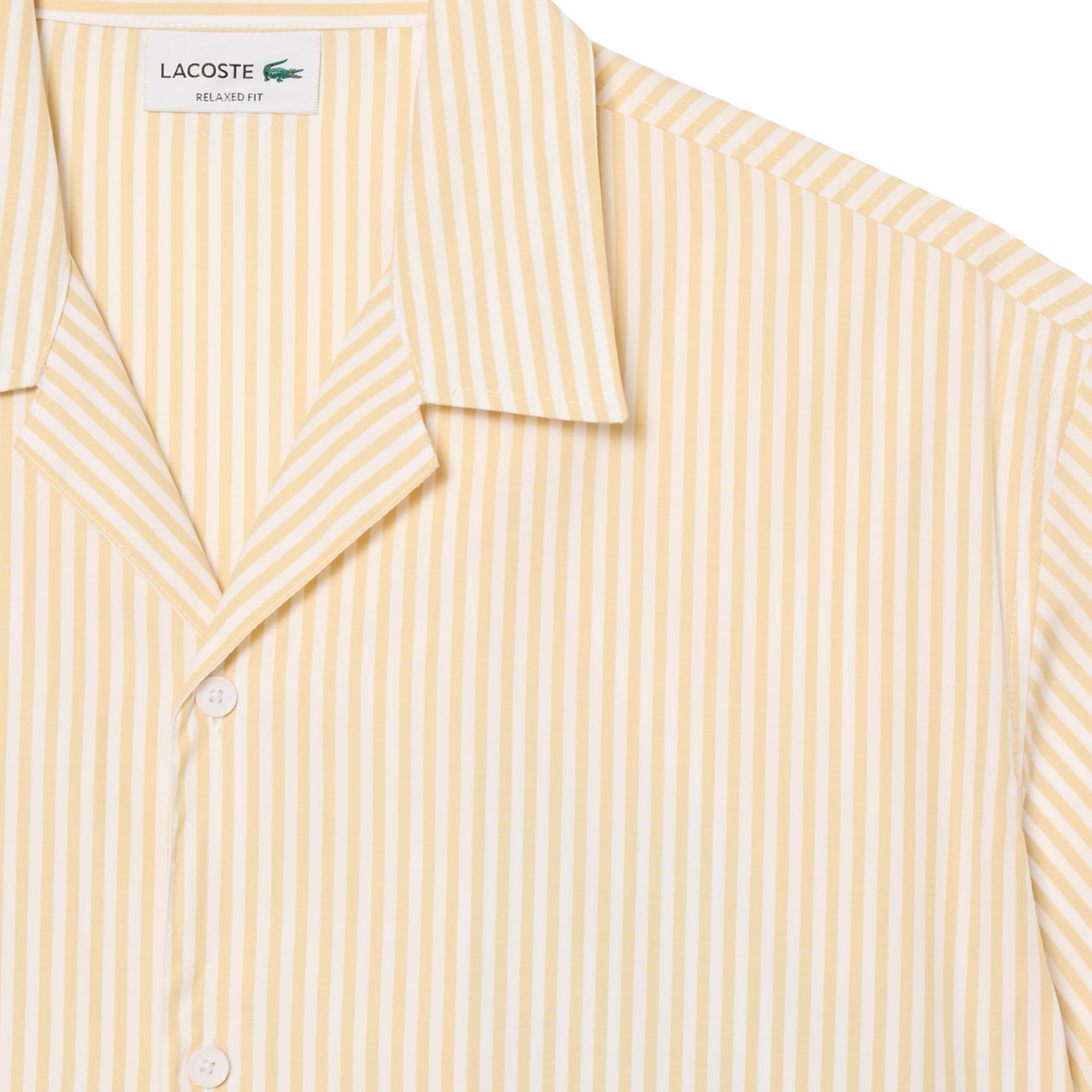New Arrival LACOSTE - RELAXED FIT STRIPED CROCODILE SHIRTS Men -WHITE /BEIGE /LIGHT BLUE-3IY