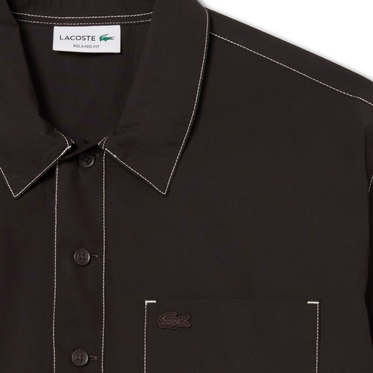 New Arrival LACOSTE - RELAXED FIT  SHORT SLEEVED POPLIN  SHIRTS Men -BROWN-3LA