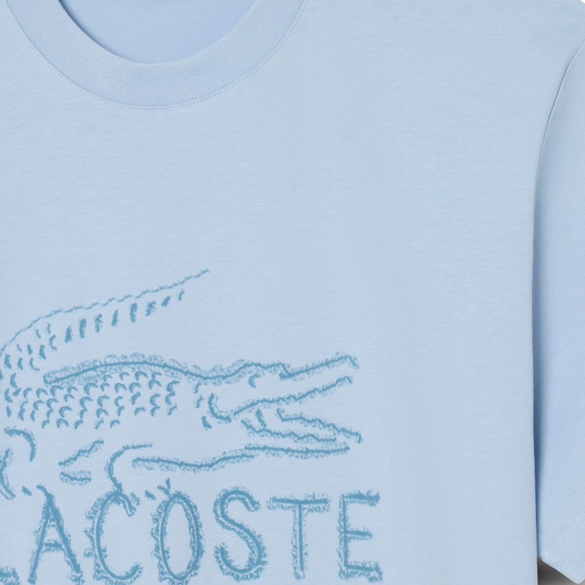New Arrival LACOSTE PRINTED COTTON CREW NECK T-SHIRT Men -LIGHT BLUE-HBA