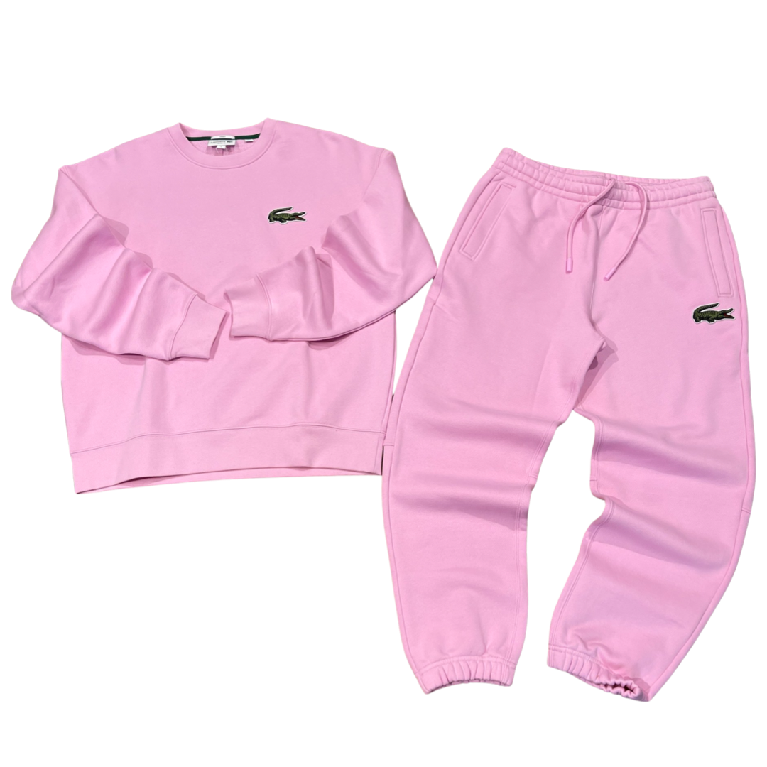 New Arrival LACOSTE LOOSE FIT CROCODILE BADGE CREWNECK SWEATSUIT -Men / PINK-IXV