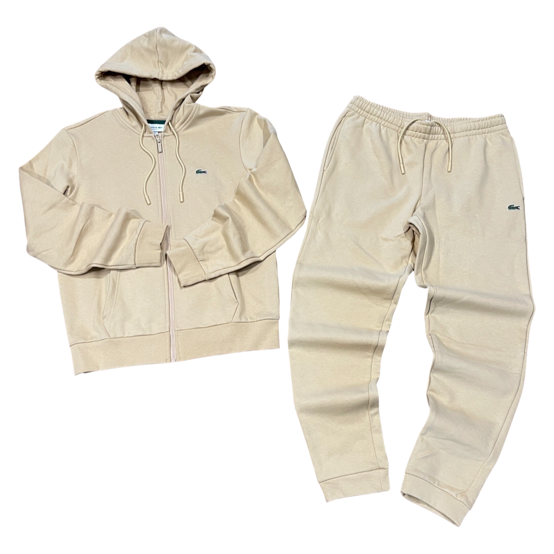 New Arrival LACOSTE FUll ZIP HOODED CLASSIC SWEATSUIT Men -BEIGE-IXQ