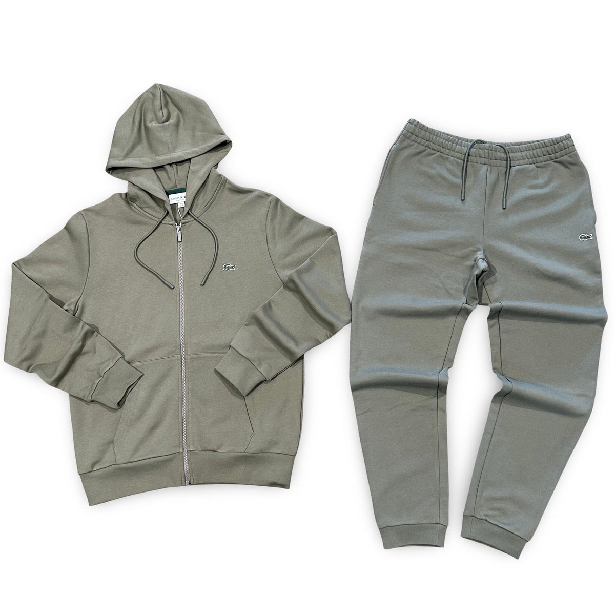 New Arrival LACOSTE FUll ZIP HOODED CLASSIC SWEATSUIT Men -KHAKI GREEN