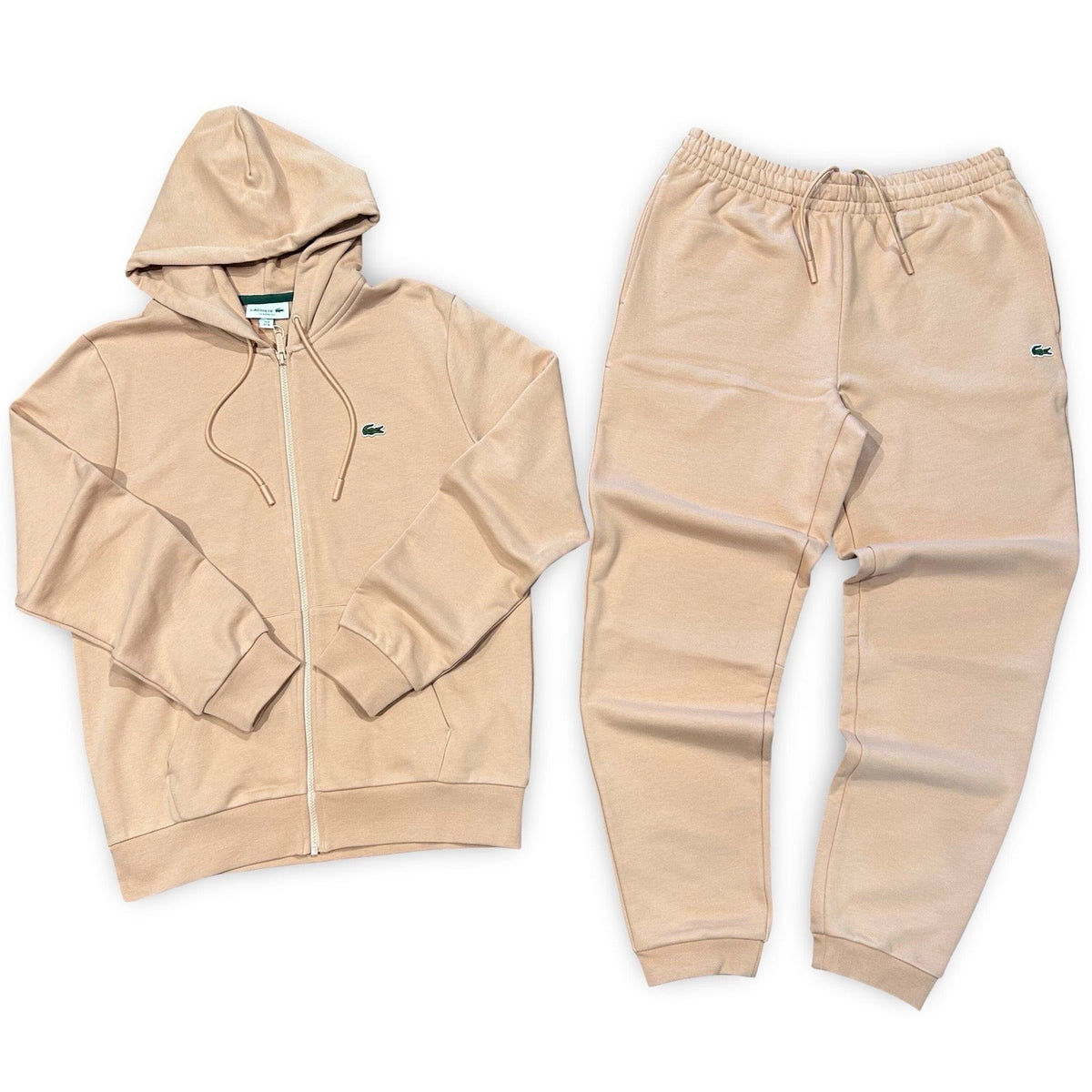 New Arrival LACOSTE FUll ZIP HOODED CLASSIC SWEATSUIT Men -BEIGE-ZIH