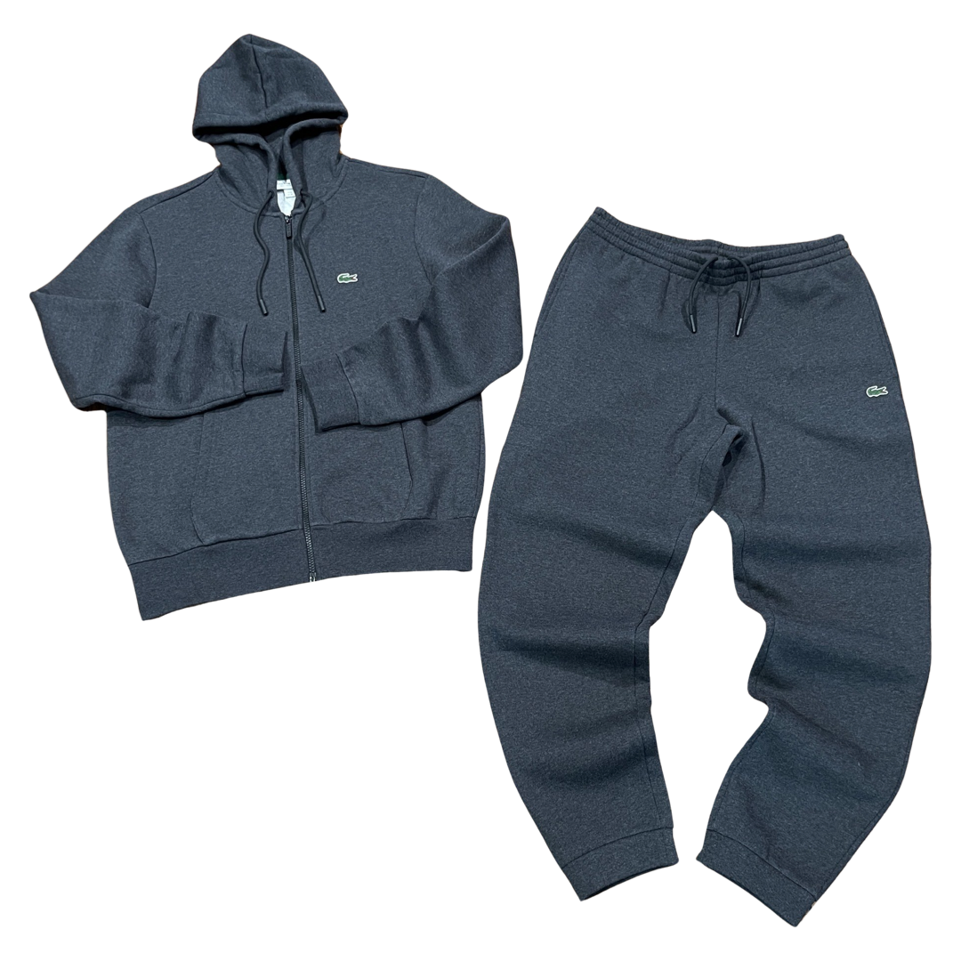 New Arrival LACOSTE FUll ZIP HOODED CLASSIC SWEATSUIT Men - Dark grey