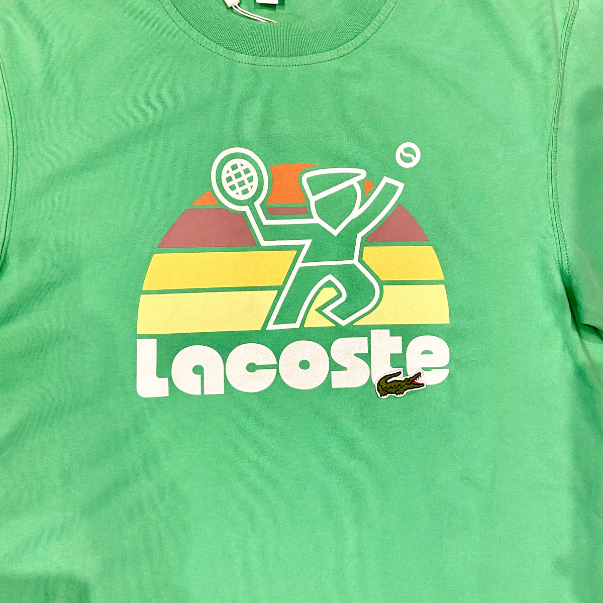 New Arrival LACOSTE WASHED EFFECT TENNIS PRINT T-SHIRT Men -GREEN-UYX