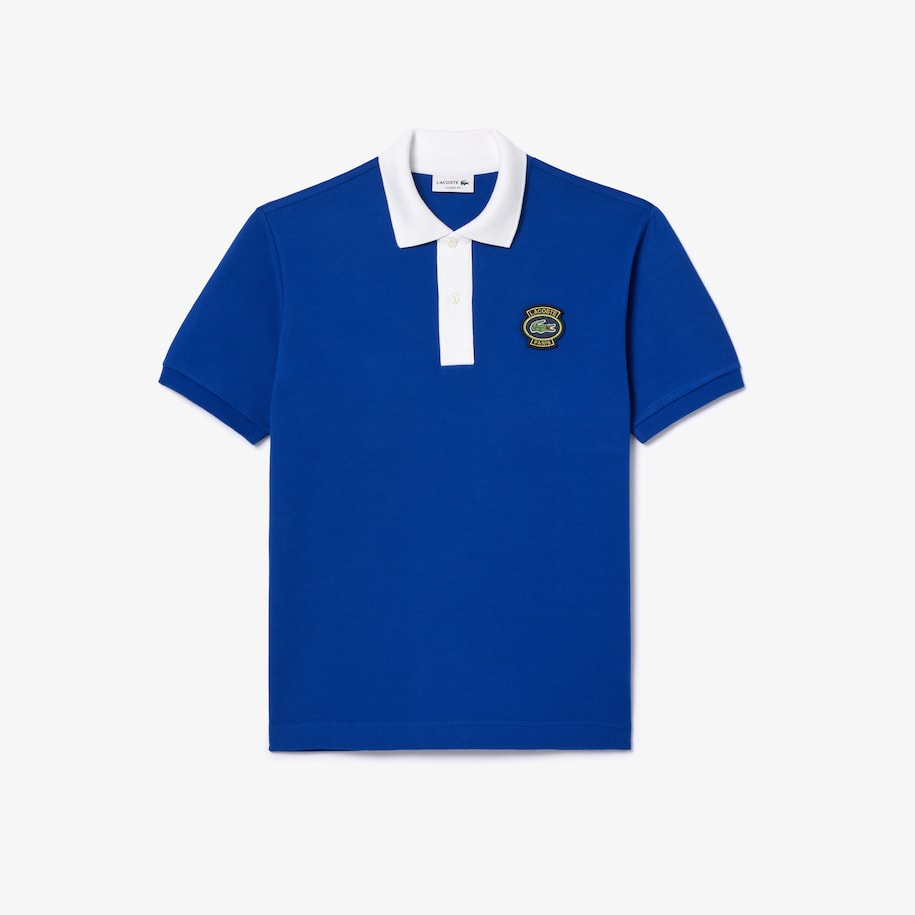 New Arrival LACOSTE - PARIS LOGO BADGE CONTRAST COLLAR POLO SHIRT Men -NAVY BLUE-HDE/WHITE