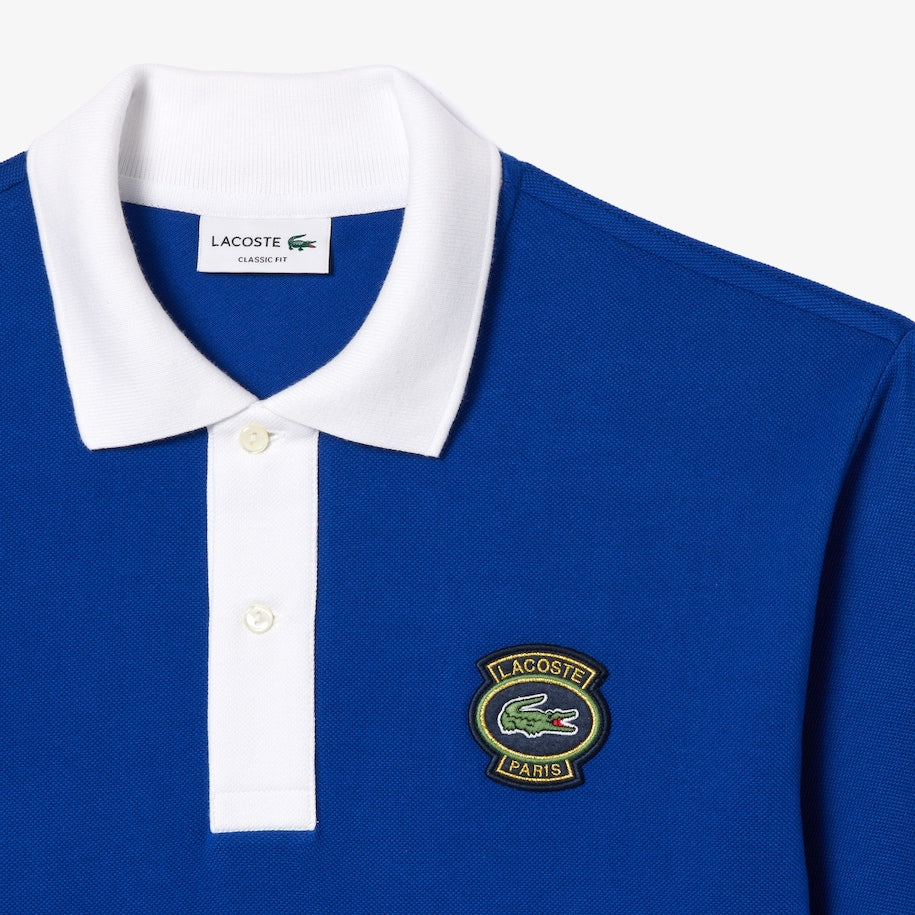 New Arrival LACOSTE - PARIS LOGO BADGE CONTRAST COLLAR POLO SHIRT Men -NAVY BLUE-HDE/WHITE