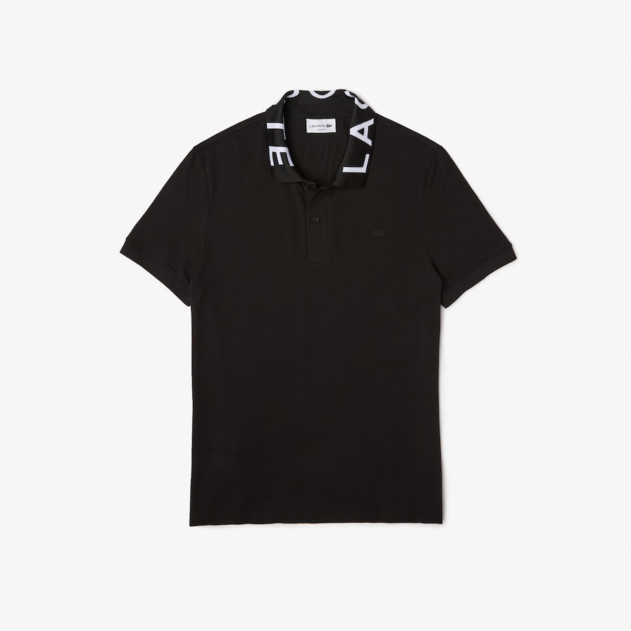 New Arrival LACOSTE BRANDED COLLAR - SLIM FIT POLO CLUB SHIRT Men -BLACK