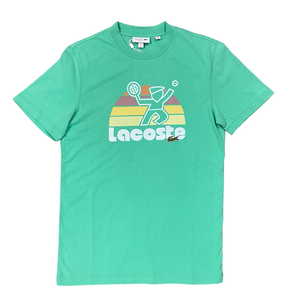 New Arrival LACOSTE WASHED EFFECT TENNIS PRINT T-SHIRT Men -GREEN-UYX