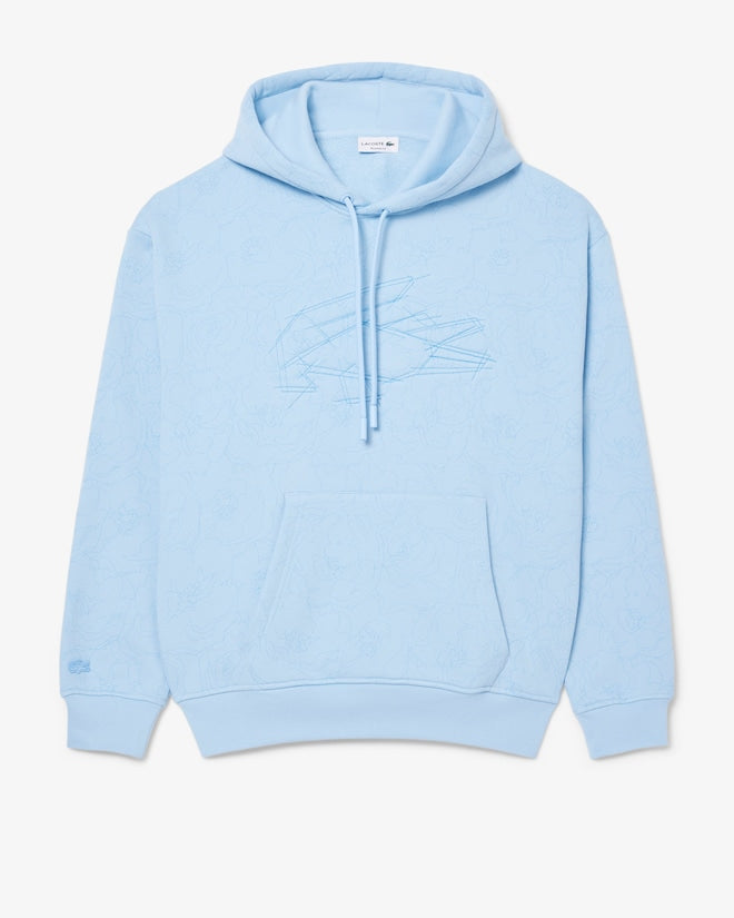 New Arrival LACOSTE RELAXED  FIT PRINTED   HOODED FLEECE  -Men-SKY BLUE -HBP