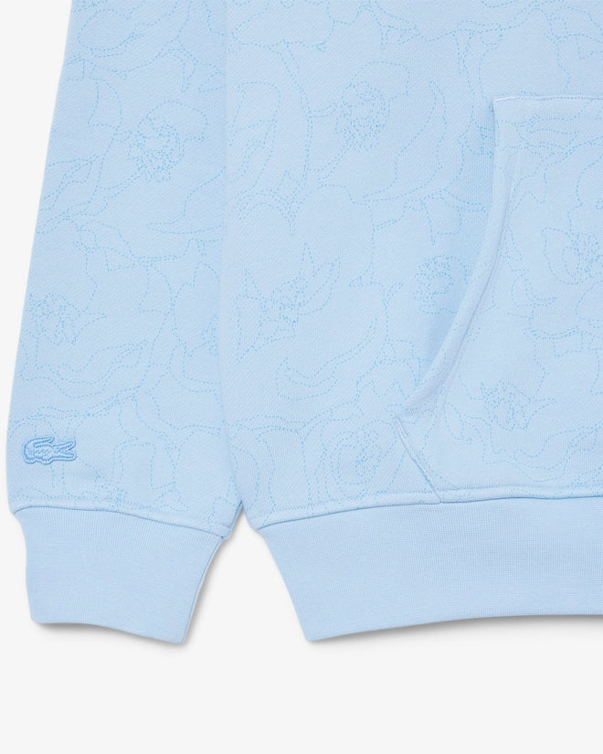 New Arrival LACOSTE RELAXED  FIT PRINTED   HOODED FLEECE  -Men-SKY BLUE -HBP