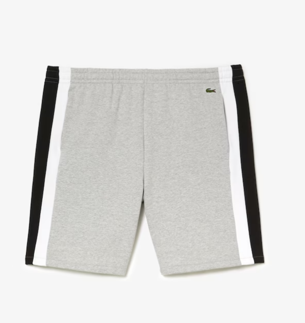 New Arrival Lacoste COLOR BLOCK PLUSH SHORTS Men -GREY CHINE /BLACK