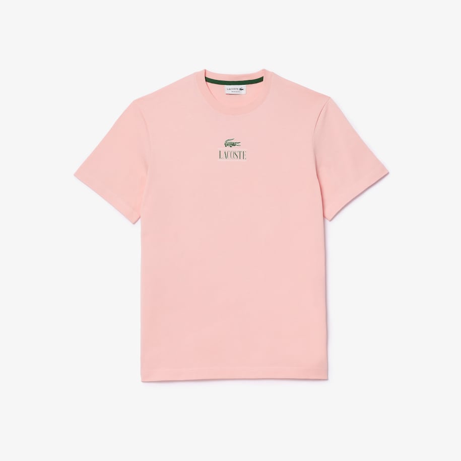 New Arrival LACOSTE REGULAR FIT COTTON JERSEY BRANDED T-SHIRT Men -PINK-KF9