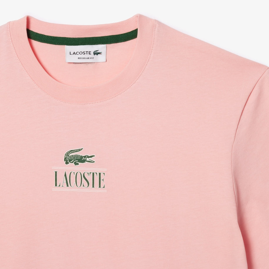 New Arrival LACOSTE REGULAR FIT COTTON JERSEY BRANDED T-SHIRT Men -PINK-KF9
