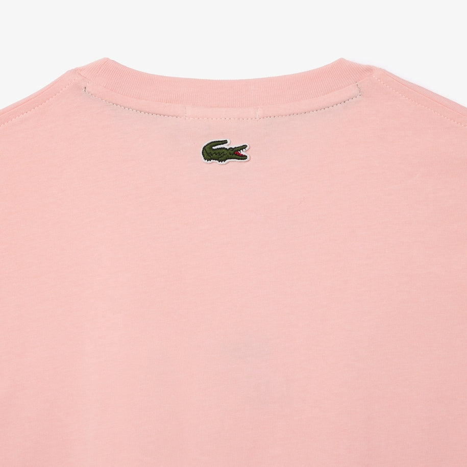 New Arrival LACOSTE REGULAR FIT COTTON JERSEY BRANDED T-SHIRT Men -PINK-KF9