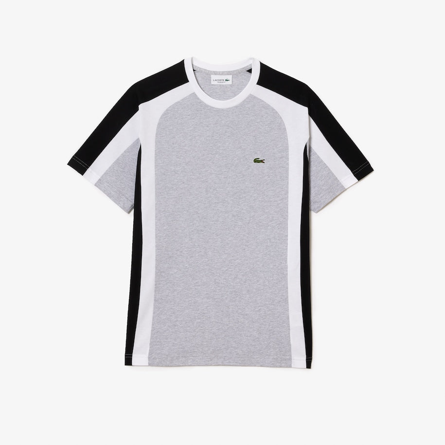New Arrival LACOSTE COLORBLOCK COTTON JERSEY T-SHIRT Men - GREY CHINE/BLACK-SJ1