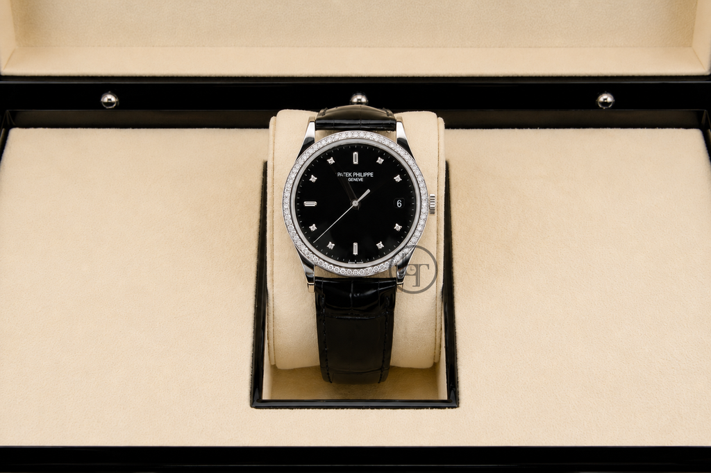 Patek Philippe 38mm Calatrava Watch Black Dial 5297G