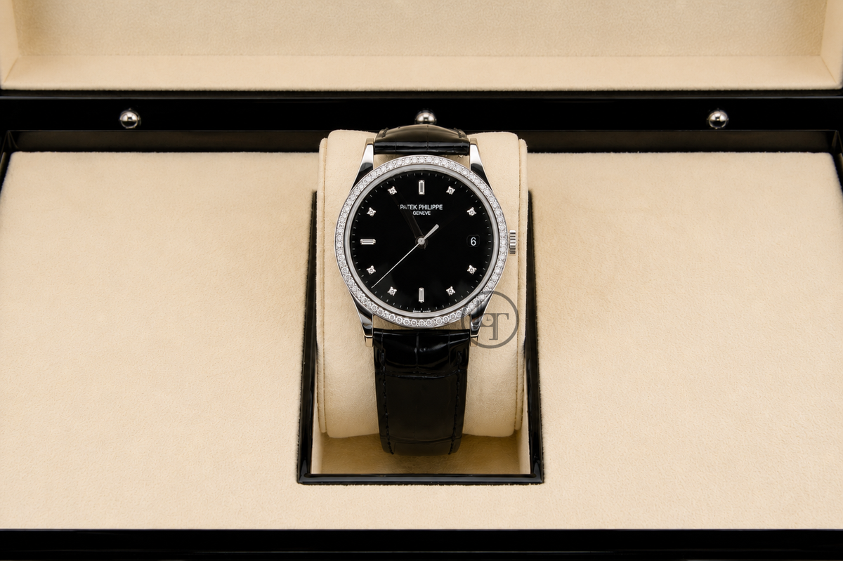 Patek Philippe 38mm Calatrava Watch Black Dial 5297G