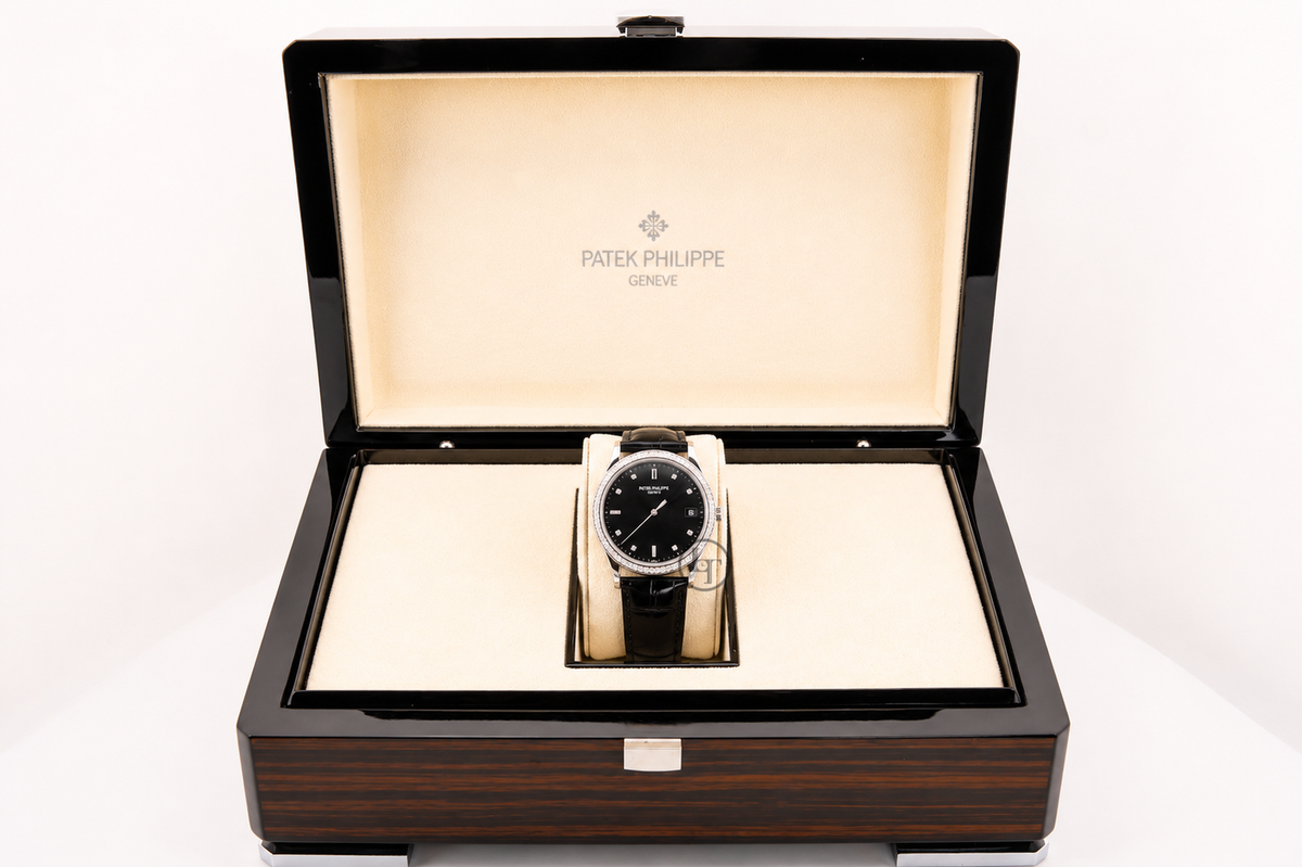 Patek Philippe 38mm Calatrava Watch Black Dial 5297G