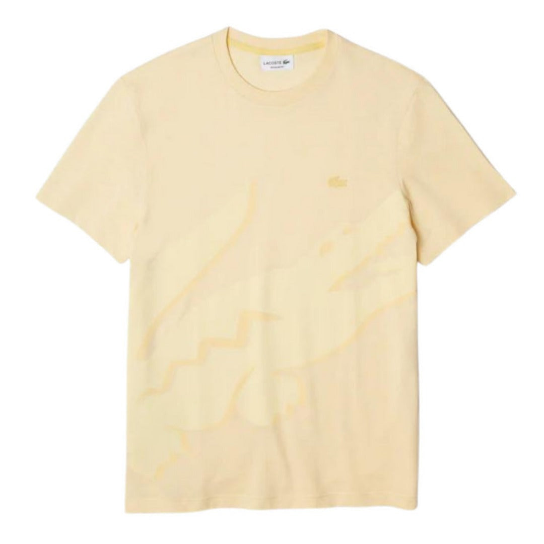 New Arrival LACOSTE CROCODILE PRINT CREW NECK T-SHIRT Men -YELLOW