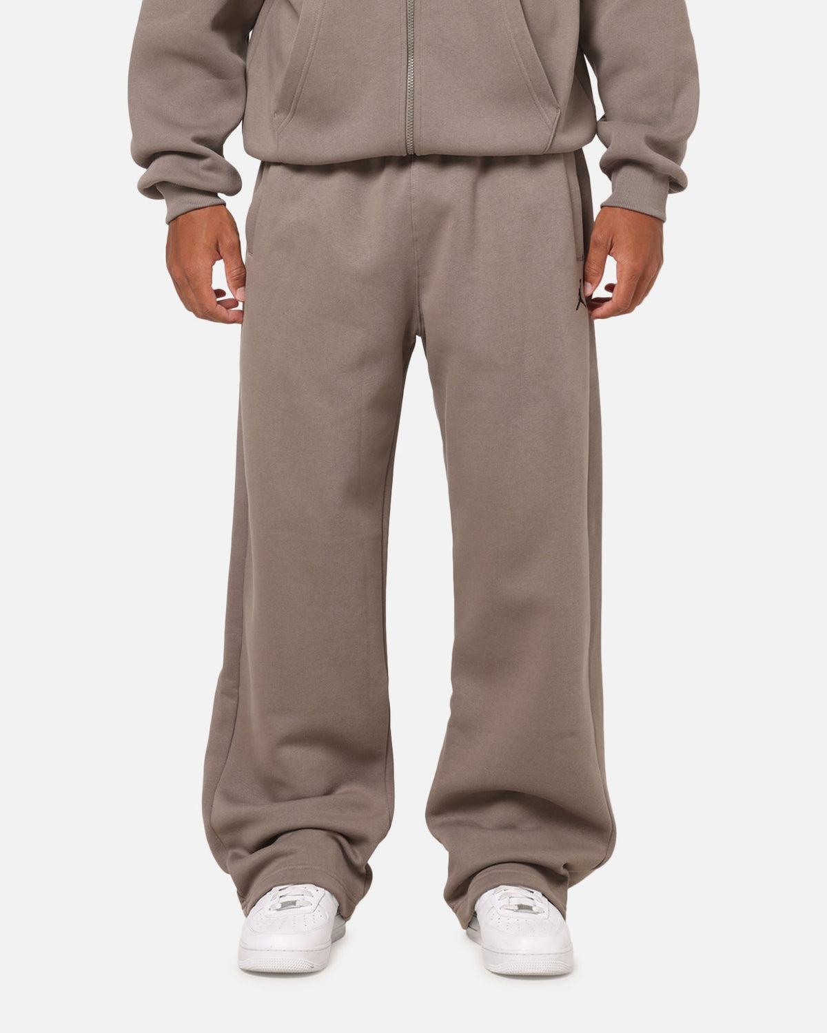 HOT Products Jordan Jumpman Brooklyn Fleece Oversized Open-Hem Pants Olive Grey/Black