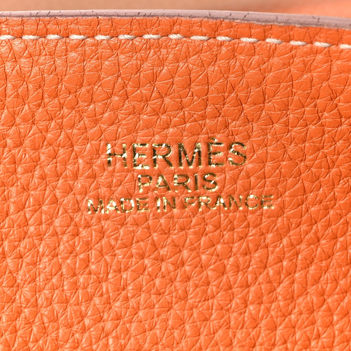 Taurillon Clemence Double Sens Reversible Tote Orange Gold
