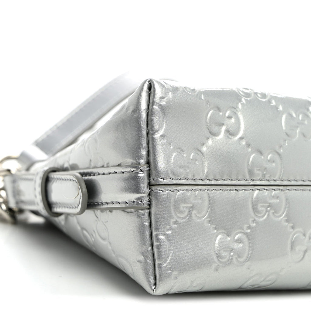 Shine Guccissima Emblem Small Shoulder Bag Silver