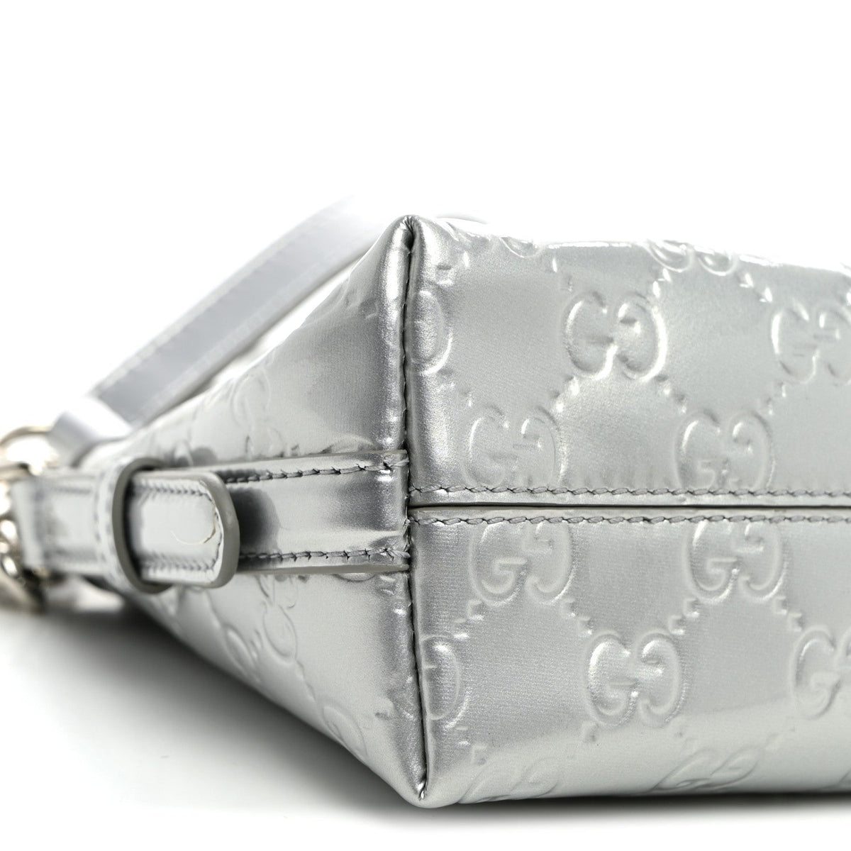 Shine Guccissima Emblem Small Shoulder Bag Silver